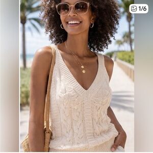 Banana Republic Organic Cotton Sweater Tank in Cream